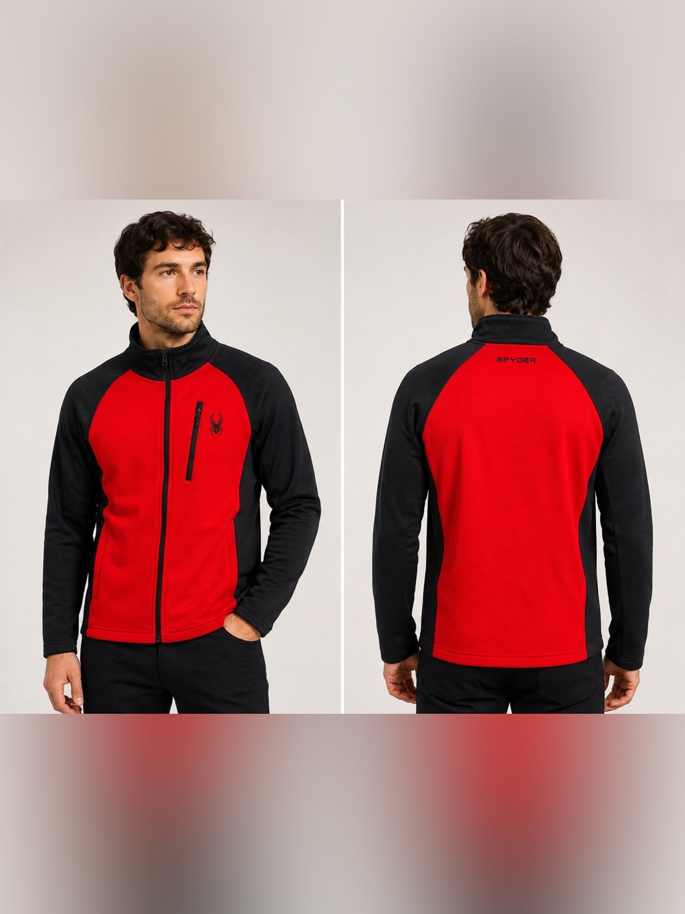 🆕 Spyder Raider 2.0 Men’s Medium Red Black Full Zip Jacket NWT
